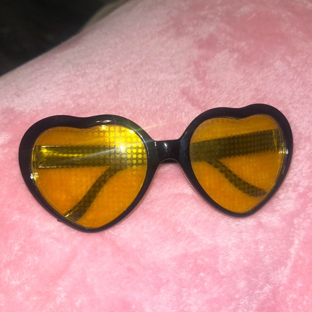 Heart-Shaped Sunglasses with Yellow Lenses